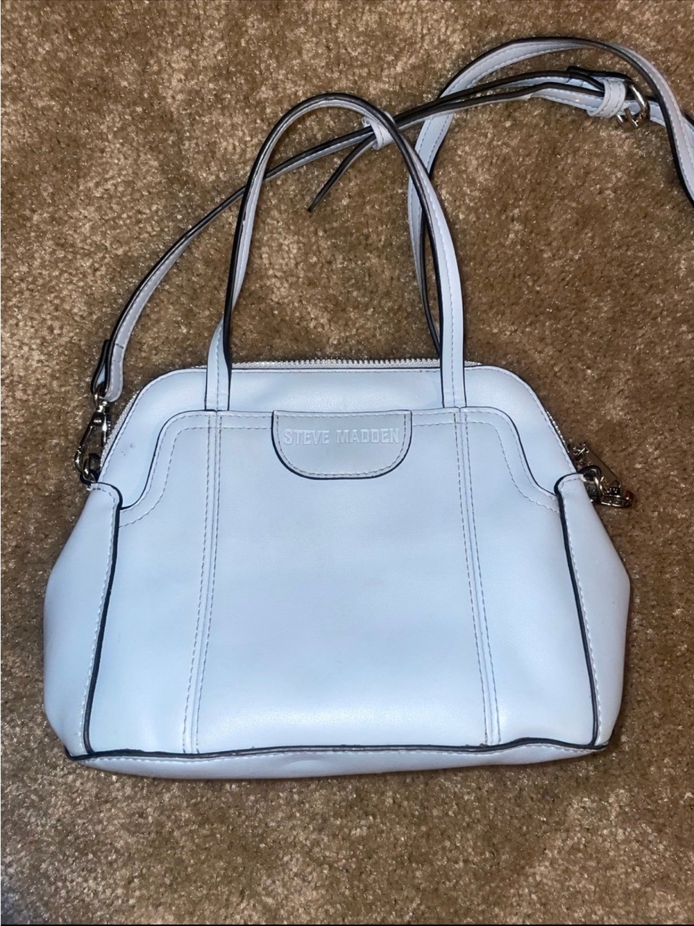 Steve Madden Light Blue Leather Satchel with Dual Straps